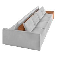 Sofá Ilha 4 Lugares Living 392cm Modulado Lary Veludo K01 Cor Cinza