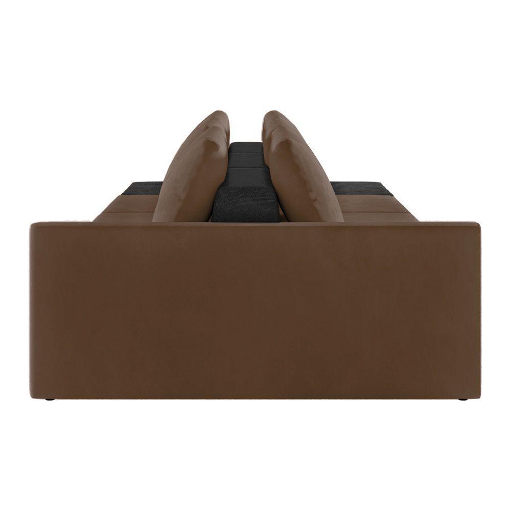 Sofá Ilha 3 Lugares Living 402cm Modulado Lary Veludo Marrom Pu Pto K01 - D'rossi - 3
