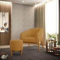 Puff Banqueta Decorativo Base Madeira Stella Bouclê Mostarda P01 - D'rossi - 4