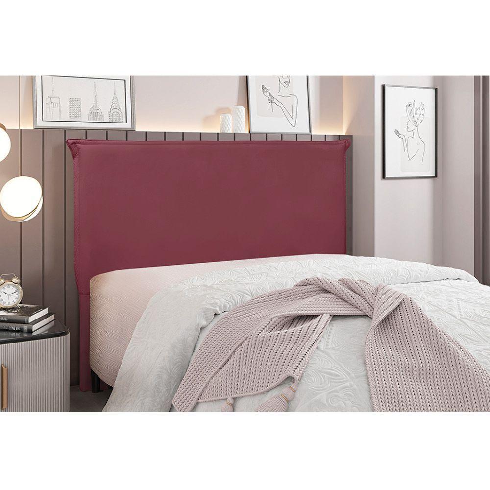 Cabeceira Cama Box Solteiro 90 Cm Garden Veludo S04 Cor Vinho - 4