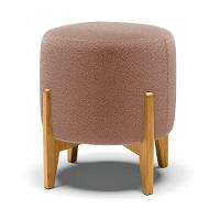 Puff Banqueta Decorativo Base Madeira Stella Bouclê Rosê P01 - D'rossi - 1