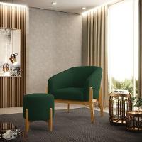 Puff Banqueta Decorativo Base Madeira Stella Bouclê Verde P01 - D'rossi - 4