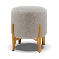 Puff Banqueta Decorativo Base Madeira Stella Bouclê Cinza P01 - D'rossi - 1
