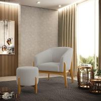 Puff Banqueta Decorativo Base Madeira Stella Bouclê Cinza P01 - D'rossi - 4