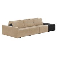 Sofá Ilha 3 Lugares Living 372cm Modulado Lary Veludo Pu Pto K01 Cor Marrom - 1