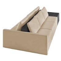 Sofá Ilha 3 Lugares Living 372cm Modulado Lary Veludo Pu Pto K01 Cor Marrom - 2