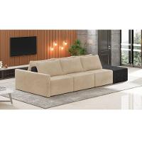 Sofá Ilha 3 Lugares Living 372cm Modulado Lary Veludo Pu Pto K01 Cor Marrom - 4