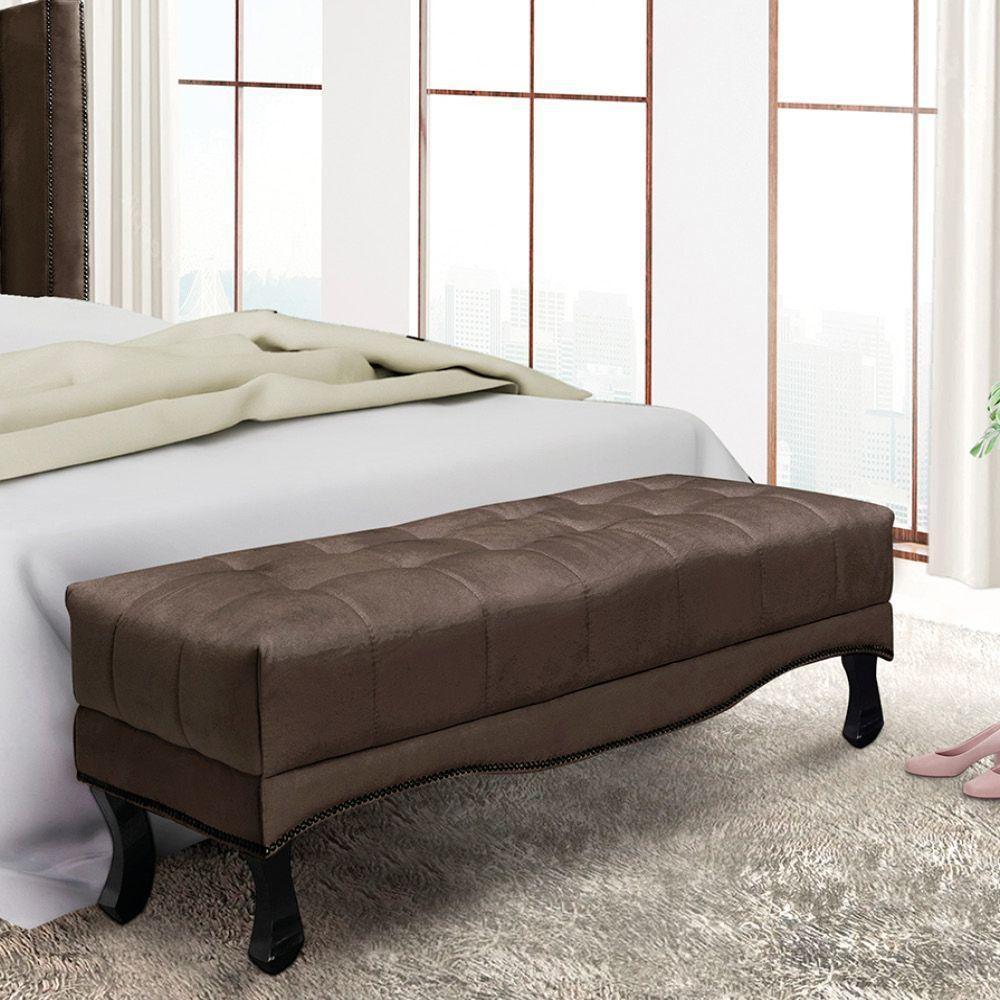 Puff Recamier Retrô Luis Xv Captonê Vicenza 140cm Veludo S04 Cor Marrom - 3