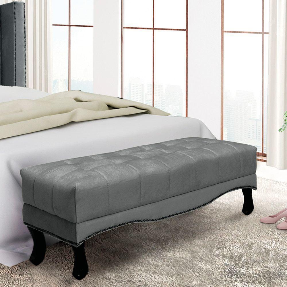 Puff Recamier Retrô Luis Xv Captonê Vicenza 195cm Veludo S04 Cor Cinza - 4