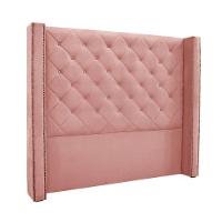 Cabeceira Cama Box Queen 160cm e Recamier Vicenza Veludo S04 Cor Rosa - 1