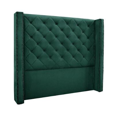 Cabeceira Cama Box Queen 160cm e Recamier Vicenza Veludo S04 Cor Verde