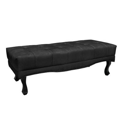 Puff Recamier Retrô Luis Xv Captonê Para Quarto Vicenza 140cm Suede S04 - D'rossi Cor Preto
