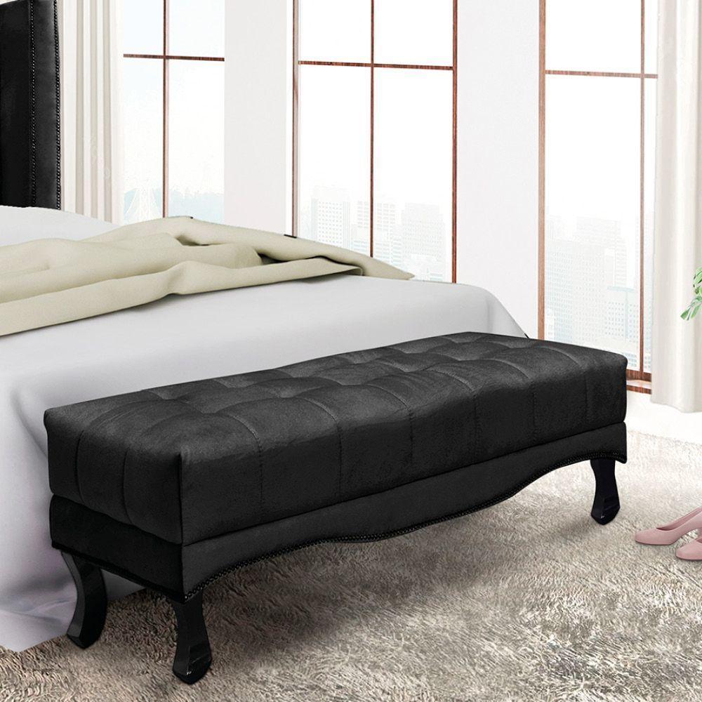 Puff Recamier Retrô Luis Xv Captonê Vicenza 195cm Suede S04 Cor Preto - 4