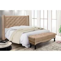 Cabeceira Cama Box Solteiro 90cm e Recamier Vicenza Suede S04 Cor Bege - 5
