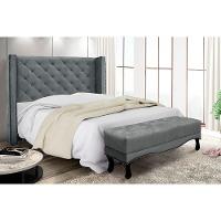 Cabeceira Cama Box Casal 140cm e Recamier Vicenza Veludo S04 Cor Cinza - 5
