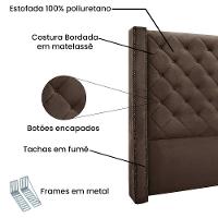 Cabeceira Cama Box Solteiro 90cm e Recamier Vicenza Veludo S04 Cor Marrom - 7