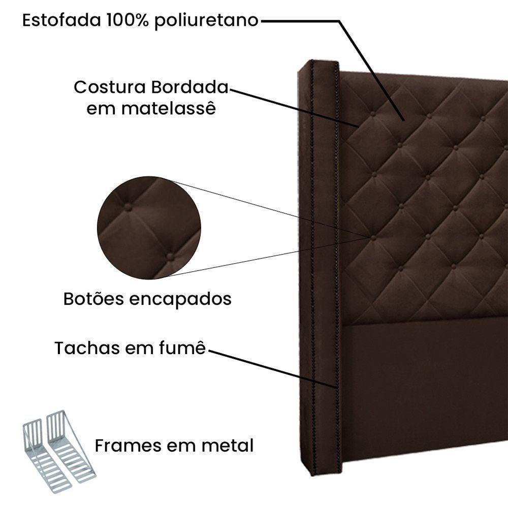Cabeceira Cama Box Casal 140cm e Recamier Vicenza Suede S04 Cor Café - 7