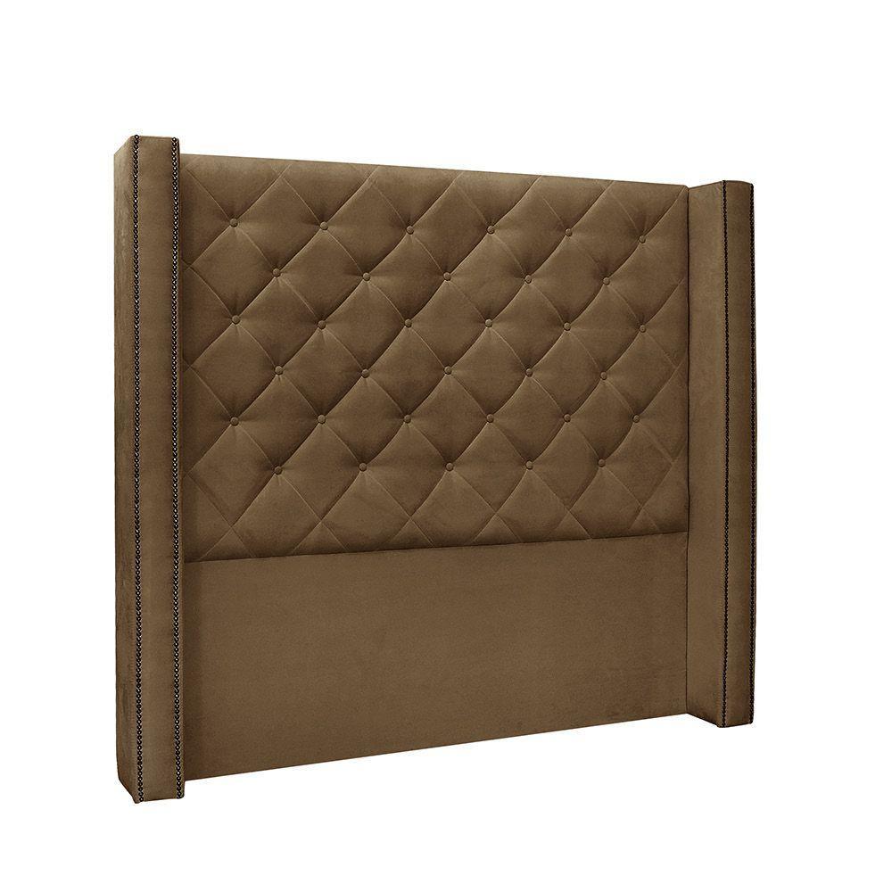 Cabeceira Cama Box Casal 140cm e Recamier Vicenza Suede S04 Cor Caramelo - 1