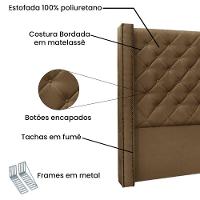 Cabeceira Cama Box Casal 140cm e Recamier Vicenza Suede S04 Cor Caramelo - 7