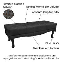 Cabeceira Cama Box Solteiro 90cm e Recamier Vicenza Veludo S04 Cor Preto - 3