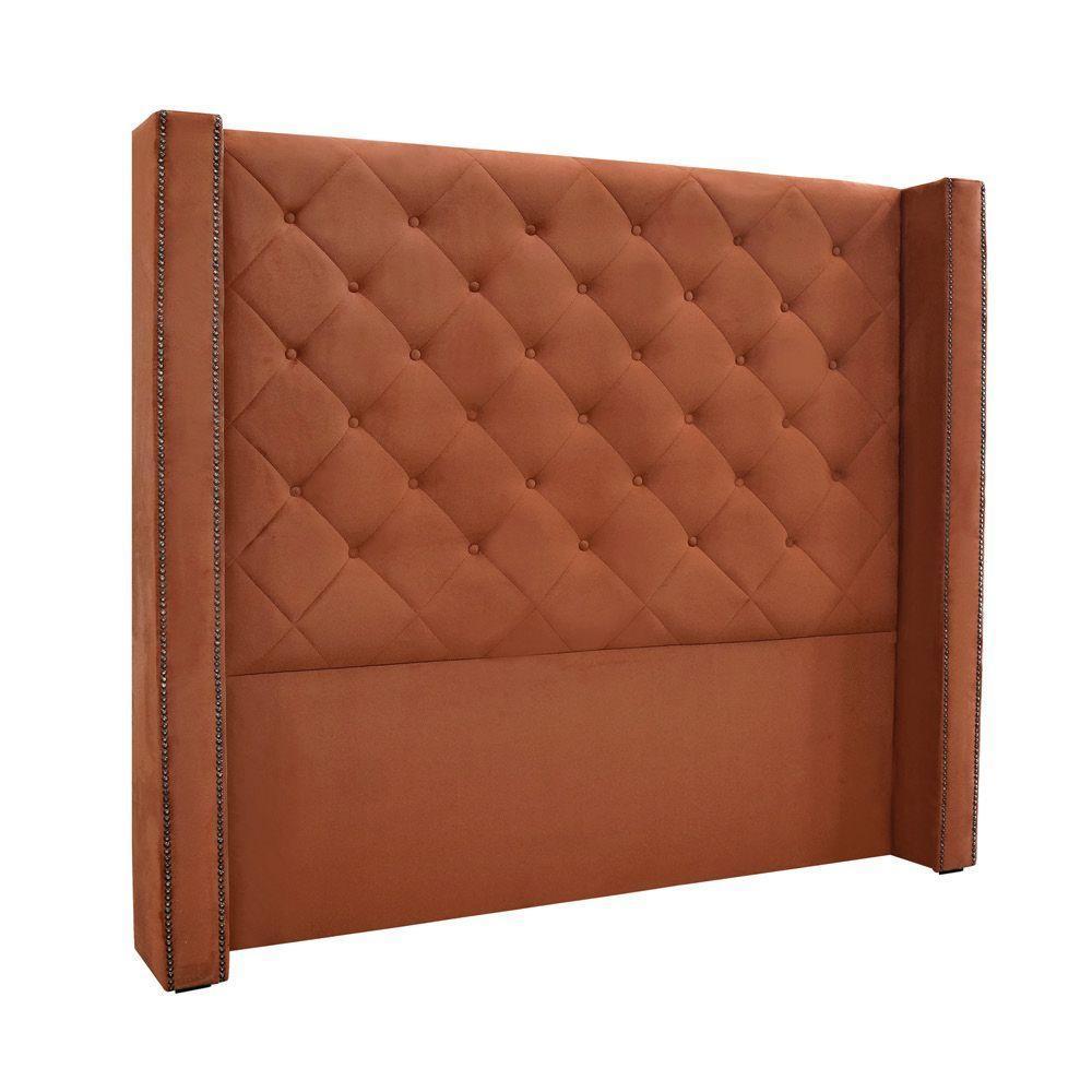 Cabeceira Cama Box Solteiro 90cm e Recamier Vicenza Veludo S04 Cor Cobre - 1