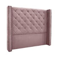 Cabeceira Cama Box Solteiro 90cm e Recamier Vicenza Veludo S04 Cor Lilás - 1