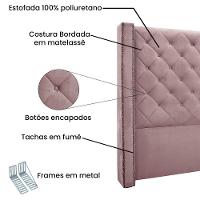 Cabeceira Cama Box Solteiro 90cm e Recamier Vicenza Veludo S04 Cor Lilás - 7