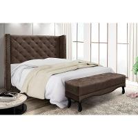 Cabeceira Cama Box Casal 140cm e Recamier Vicenza Veludo S04 Cor Marrom - 5