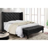 Cabeceira Cama Box Queen 160cm e Recamier Vicenza Suede S04 Cor Preto - 5