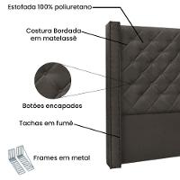 Cabeceira Cama Box Queen 160cm e Recamier Vicenza Suede S04 Cor Cinza - 3
