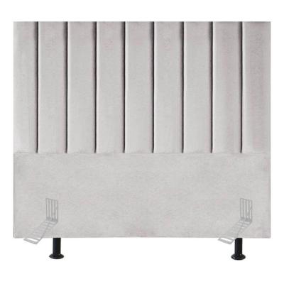 Cabeceira Estofada Cama Casal Box Queen 160 Cm Catarina Suede E Frame cinza Claro