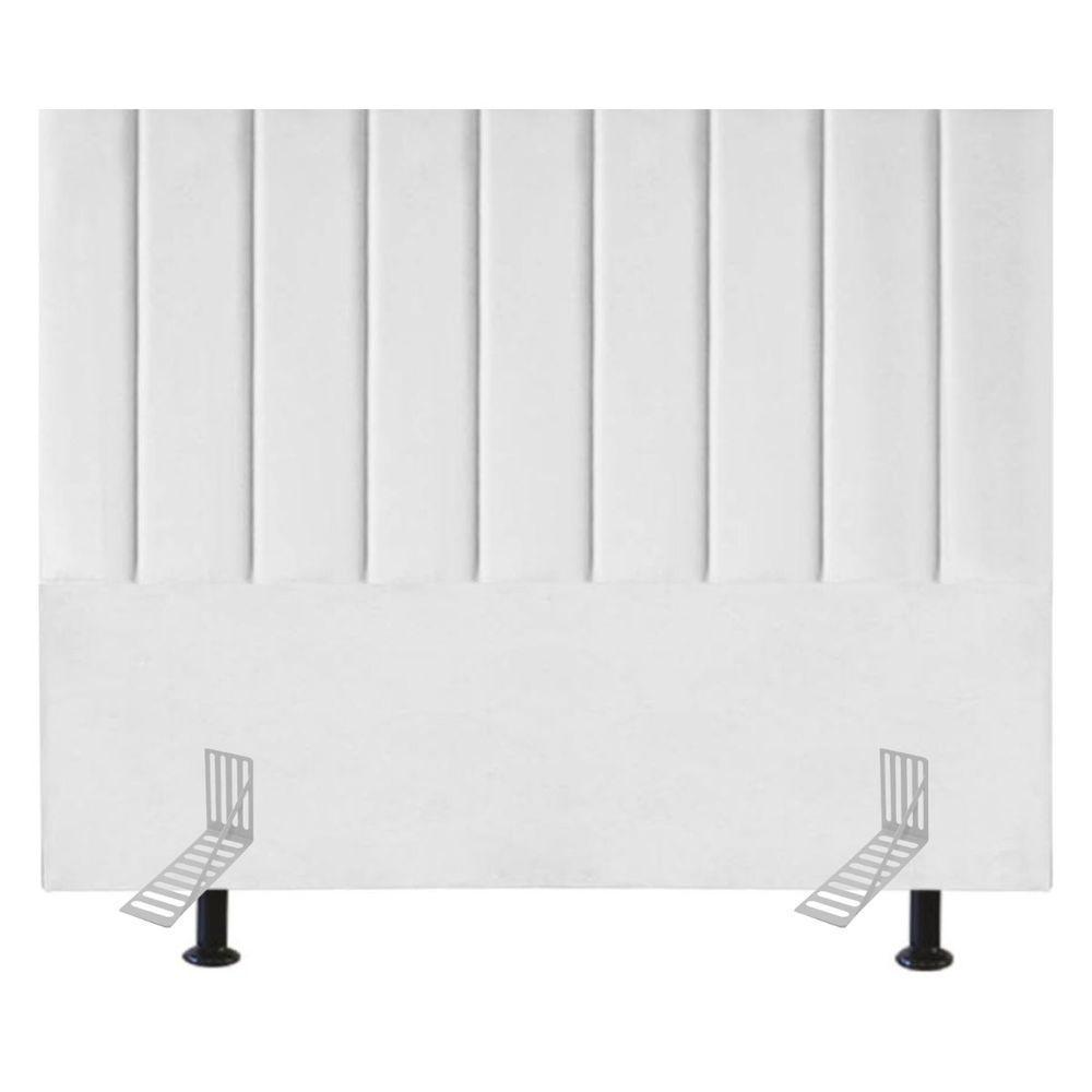 Cabeceira Estofada Cama Casal Box Queen 160 Cm Catarina Suede E Frame branco - 1