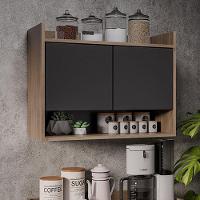 Armário De Cozinha Aéreo 70,5 Cm 2p Com Nicho Colin Freijó-preto M12 - D'rossi - 4