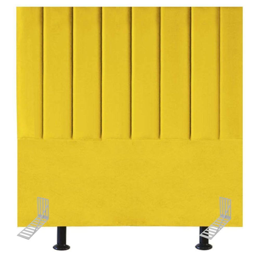 Cabeceira Estofada Cama Solteiro 90 Cm Eloá Suede E Frame amarelo - 1