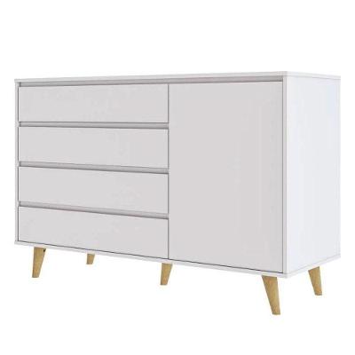 Cômoda Infantil Gran Lorena 4 Gavetas em MDF com Puxadores Branco Acetinado