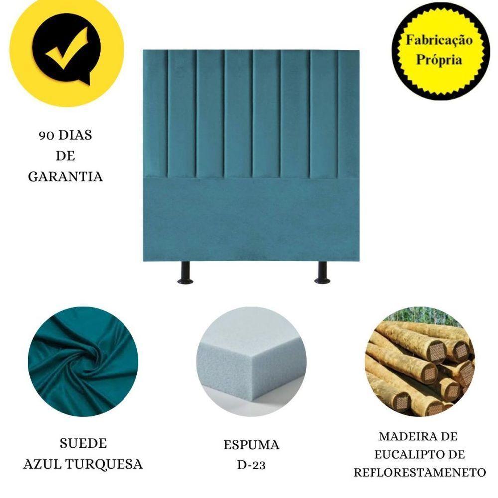 Cabeceira Estofada Cama Casal Box 140 Cm Catarina Suede E Frame azul Turquesa - 4
