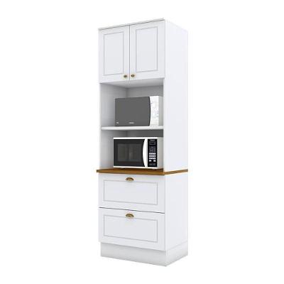 Torre Quente 2 Fornos Americana Branco Com Tampo Nature - Henn