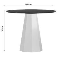 Mesa De Jantar 120x120 Cm Isis Com Vidro Off White Preto - New Ceval - 2