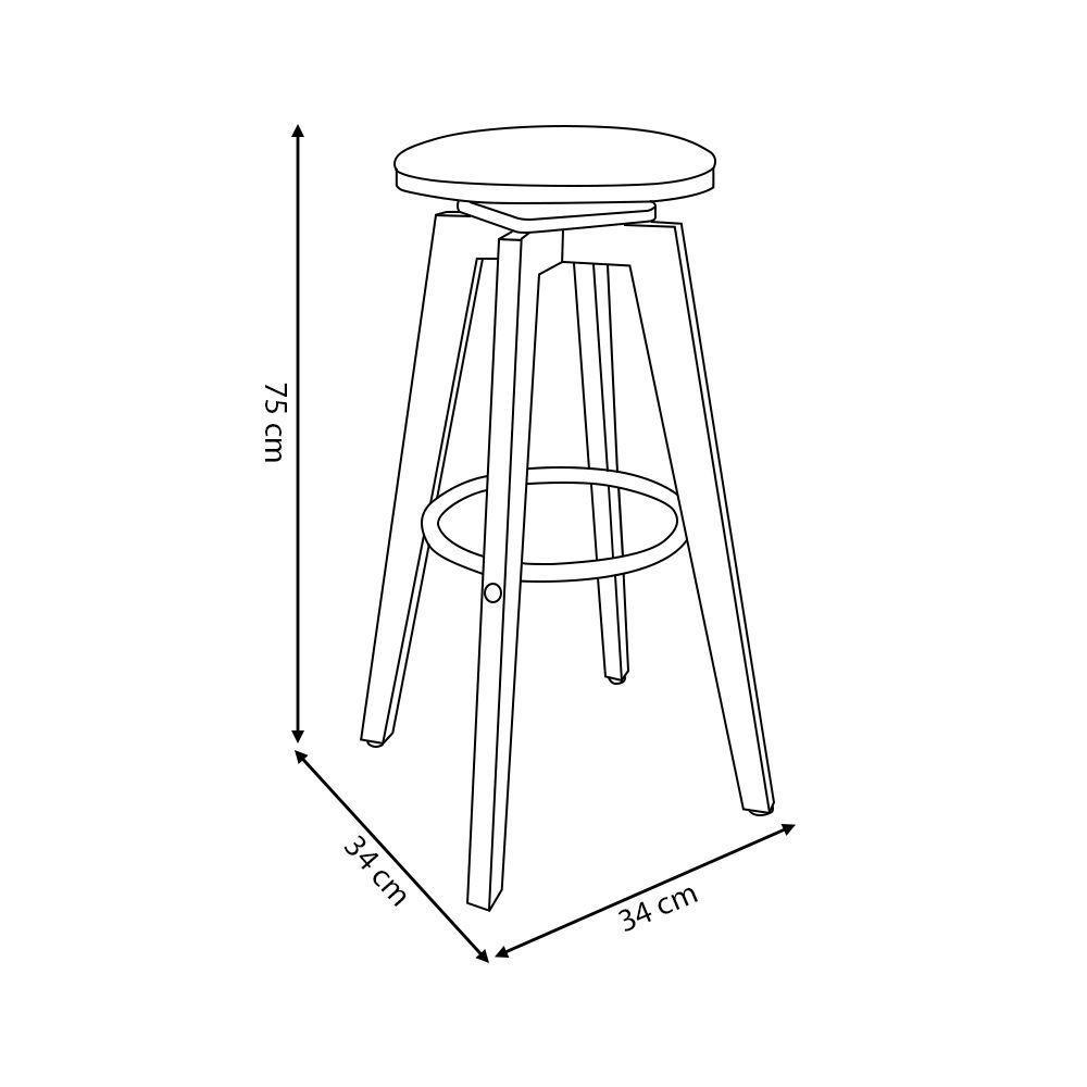 Banqueta Decorativa Hetfield Pu Madeira C/apoio Para Os Pés Base Giratória G56 - Gran Belo - 5