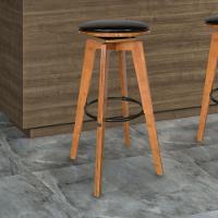 Banqueta Decorativa Hetfield Pu Madeira C/apoio Para Os Pés Base Giratória G56 - Gran Belo - 2