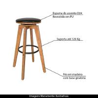 Banqueta Decorativa Hetfield Pu Madeira C/apoio Para Os Pés Base Giratória G56 - Gran Belo