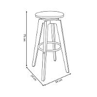 Banqueta Decorativa Hetfield Pu Madeira C/apoio Para Os Pés Base Giratória G56 - Gran Belo - 5