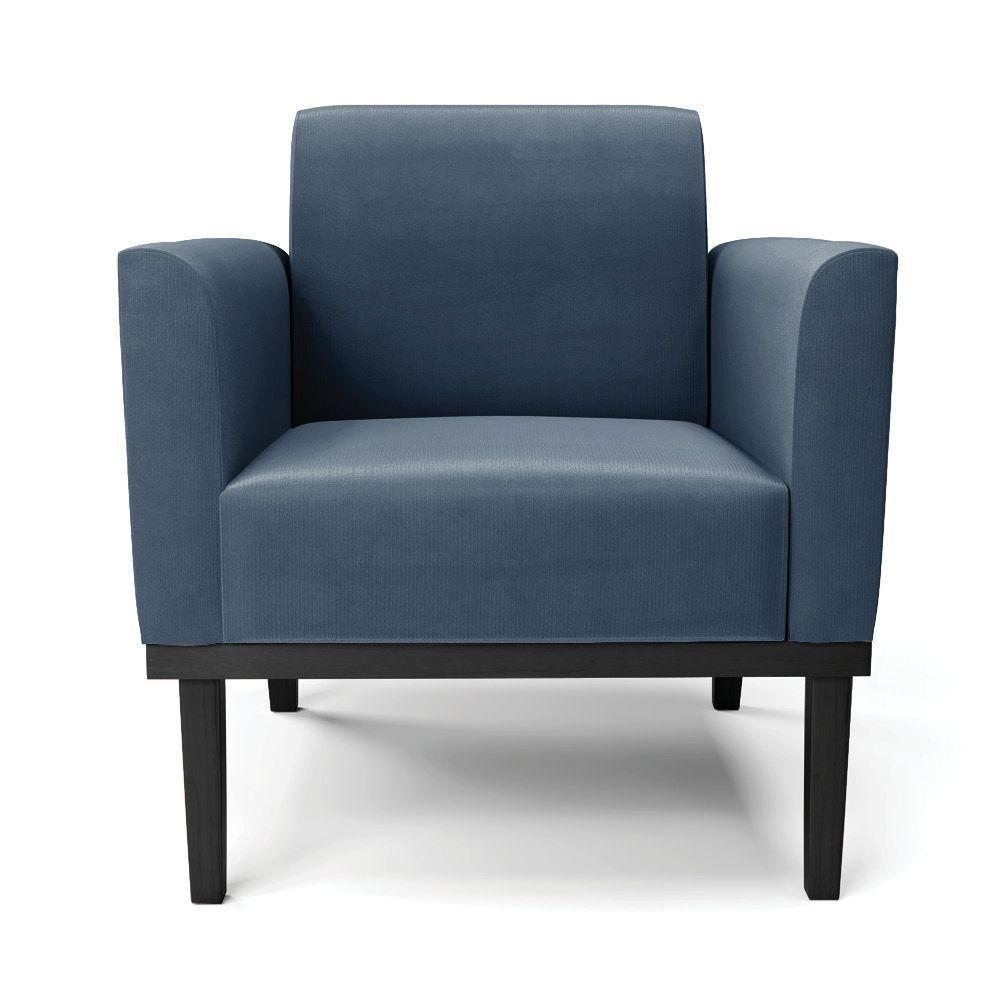 Kit 2 Poltronas Decorativas Isabella Pés Fixo Em Madeira Preto Suede Azul Marinho G19 - Gran Belo - 3