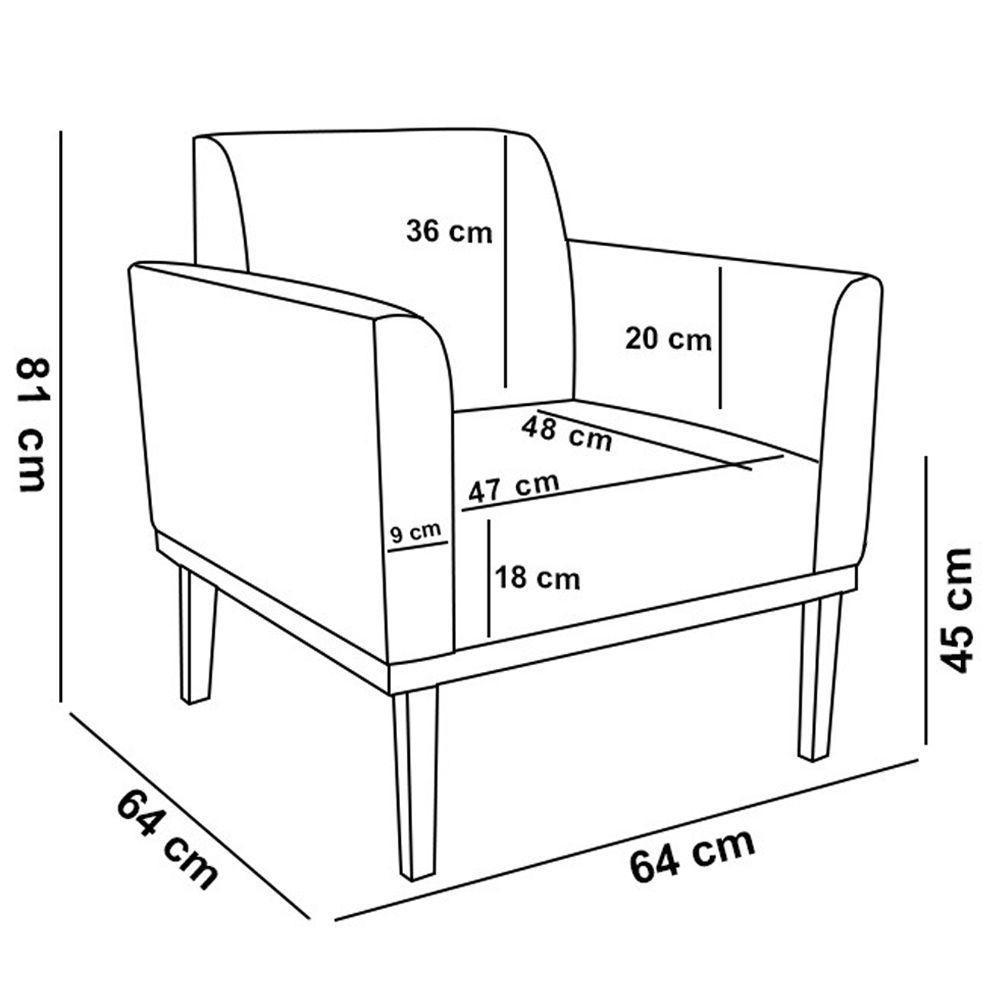 Kit 2 Poltronas Decorativas Isabella Pés Fixo Em Madeira Preto Suede Azul Marinho G19 - Gran Belo - 8