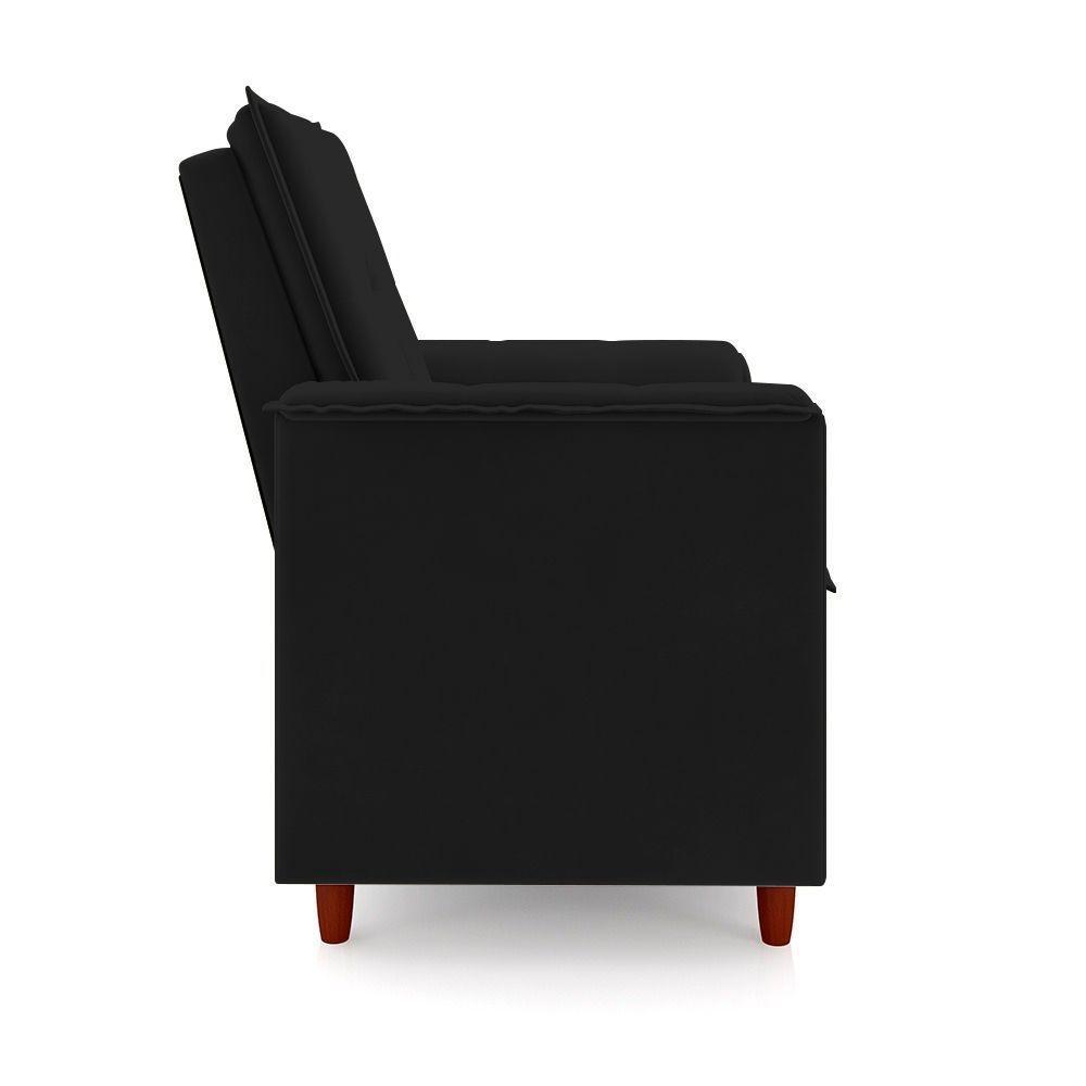 Poltrona Da Mamãe Sala De Estar Gracy Com Pés Palito Veludo Preto G85 - Gran Belo - 2