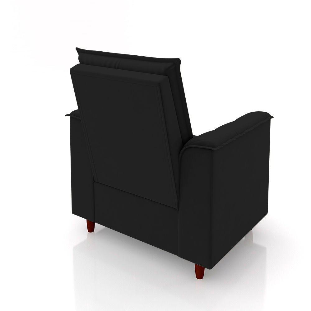 Poltrona Da Mamãe Sala De Estar Gracy Com Pés Palito Veludo Preto G85 - Gran Belo - 5