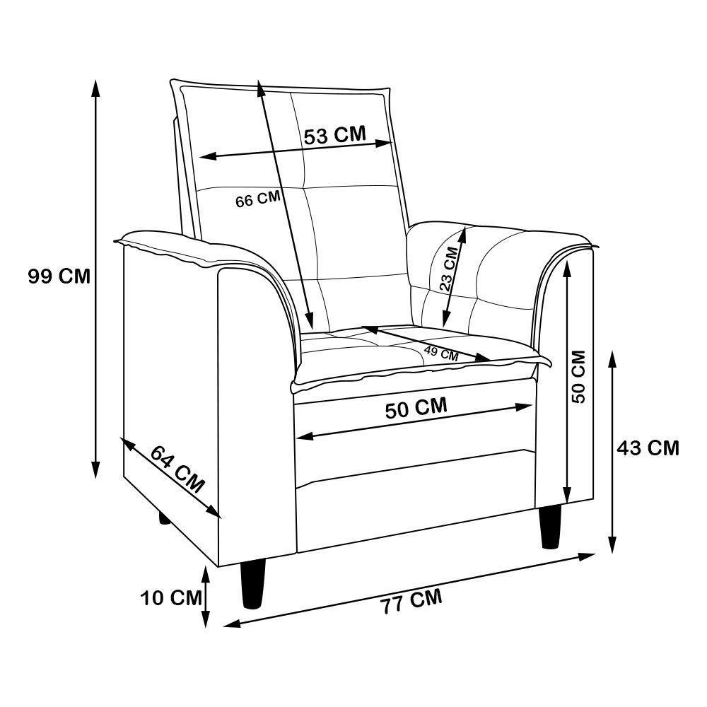 Poltrona Da Mamãe Sala De Estar Gracy Com Pés Palito Veludo Preto G85 - Gran Belo - 8