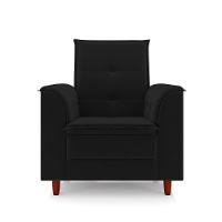 Poltrona Da Mamãe Sala De Estar Gracy Com Pés Palito Veludo Preto G85 - Gran Belo - 3