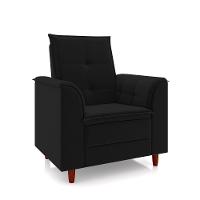 Poltrona Da Mamãe Sala De Estar Gracy Com Pés Palito Veludo Preto G85 - Gran Belo - 7