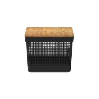 Cesto Organizador Grid Preto 20 L Com Tampa De Bambu 39 X 29 X 22,6 Cm - 4